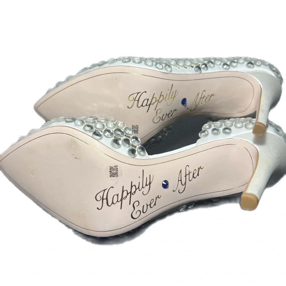 Jessica Simpson Rhinestone Heels 8.5 Silver Bridal Stiletto Glam - Picture 10 of 11